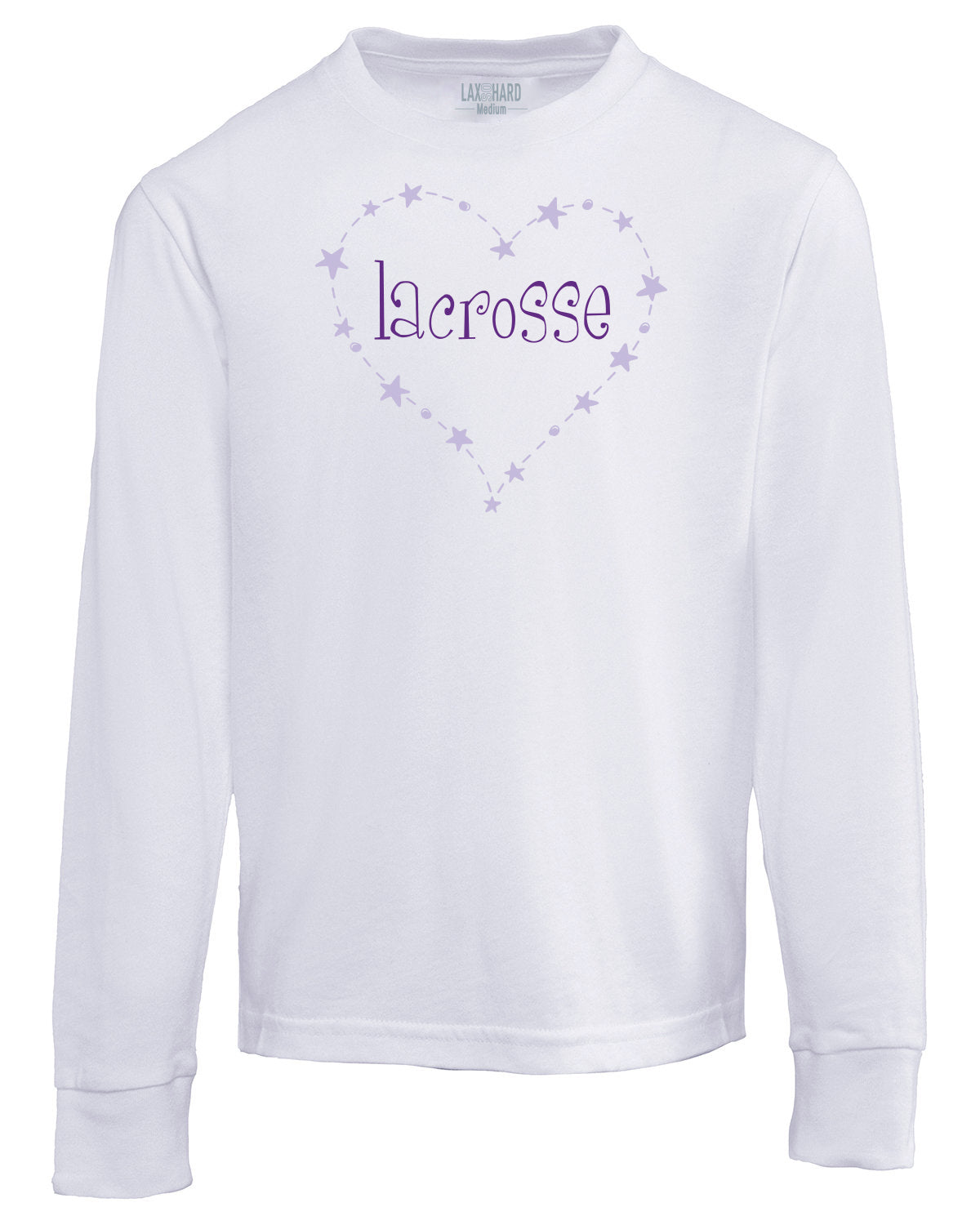 Girls Lacrosse Heart Long Sleeve T-Shirt - White