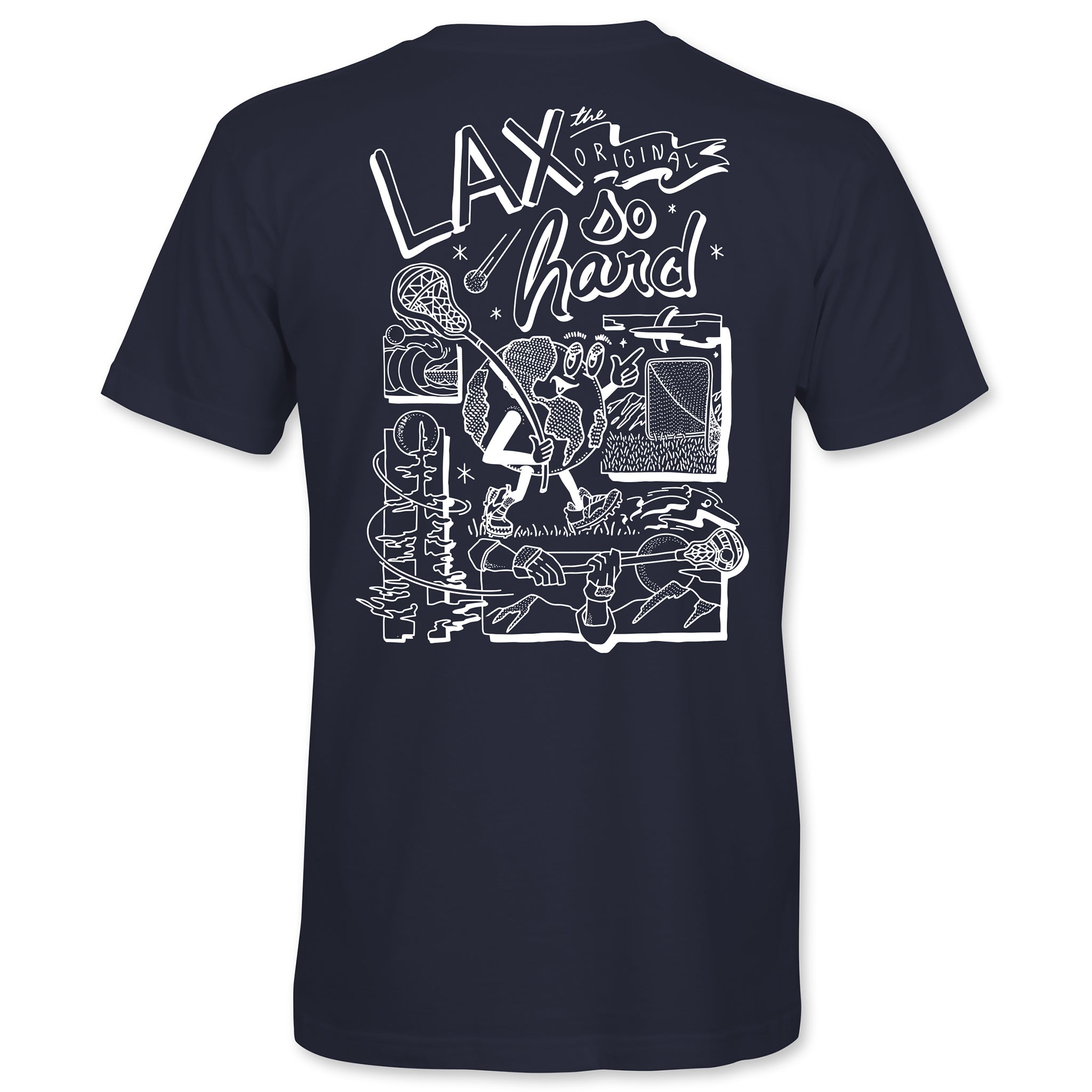 Kids Lacrosse Globe T-Shirt - Navy Blue