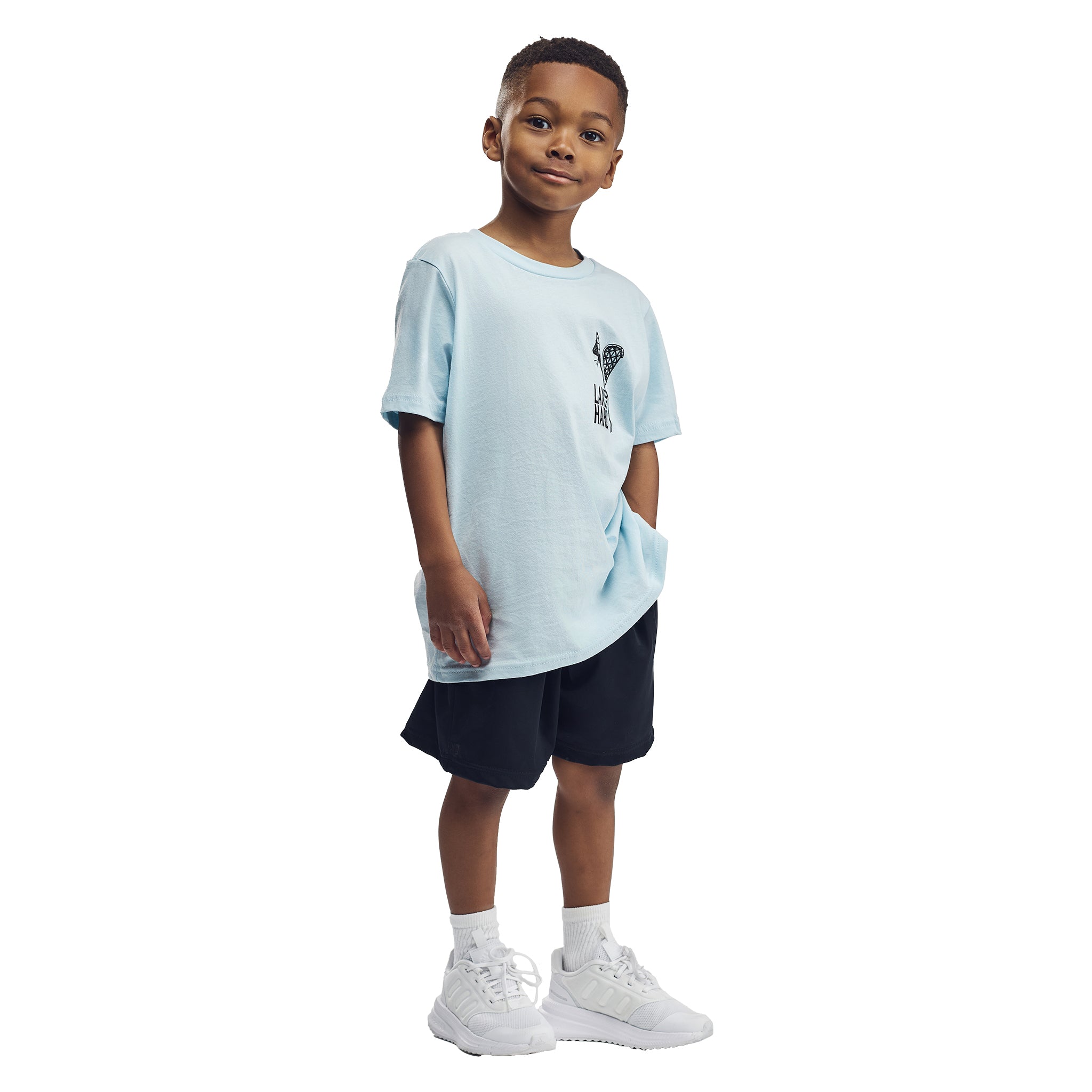 Kids Lacrosse Stick American Flag T-Shirt - Blue