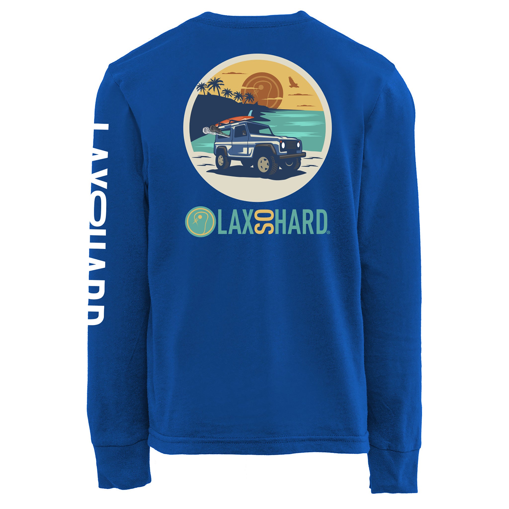 Kids Beach Lacrosse Jeep Long Sleeve T-Shirt - Royal Blue