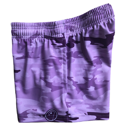 Girls Camo Lacrosse Shorts - Purple