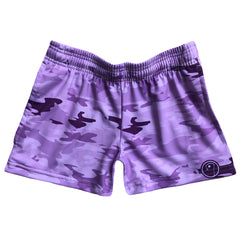 Girls Camo Lacrosse Shorts - Purple