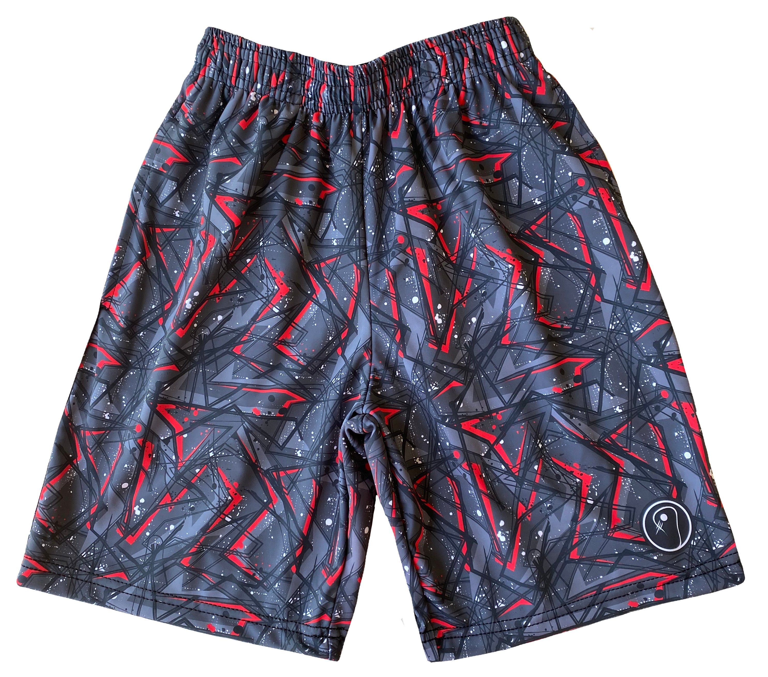Boys Graphic Lacrosse Shorts - Black Red