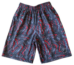 Mens Graphic Lacrosse Shorts - Black Red