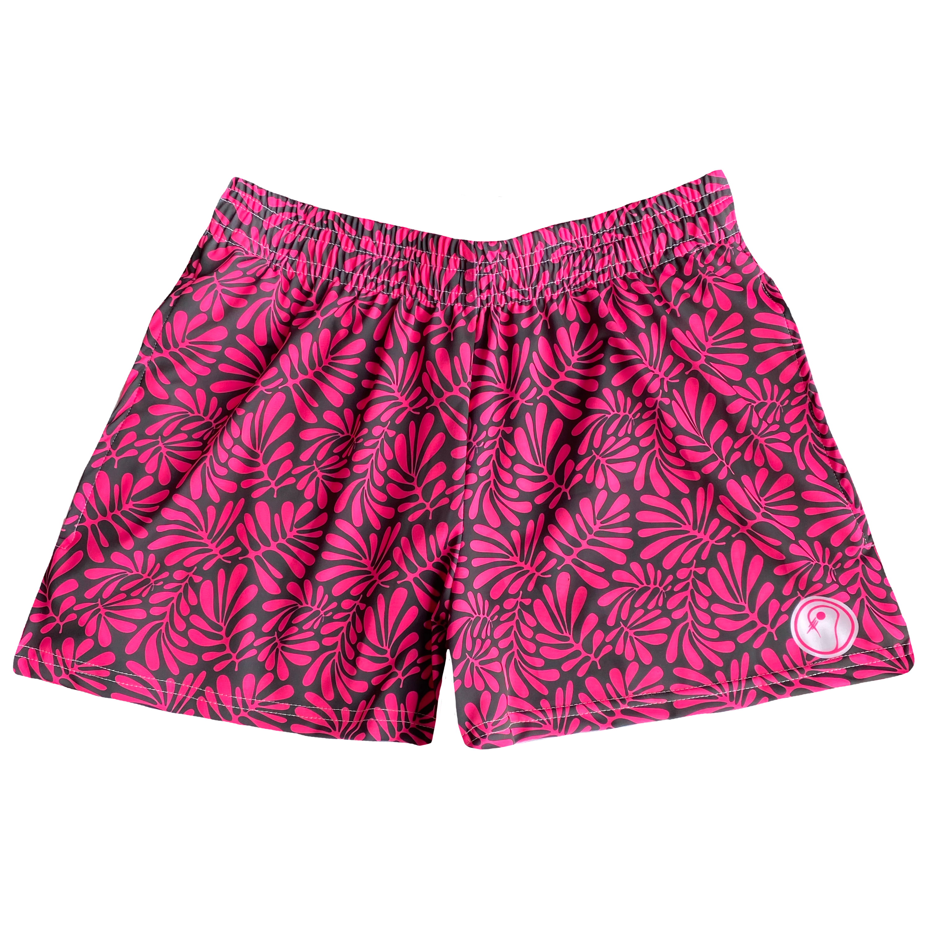 Womens Tropical Lacrosse Shorts - Black / Pink